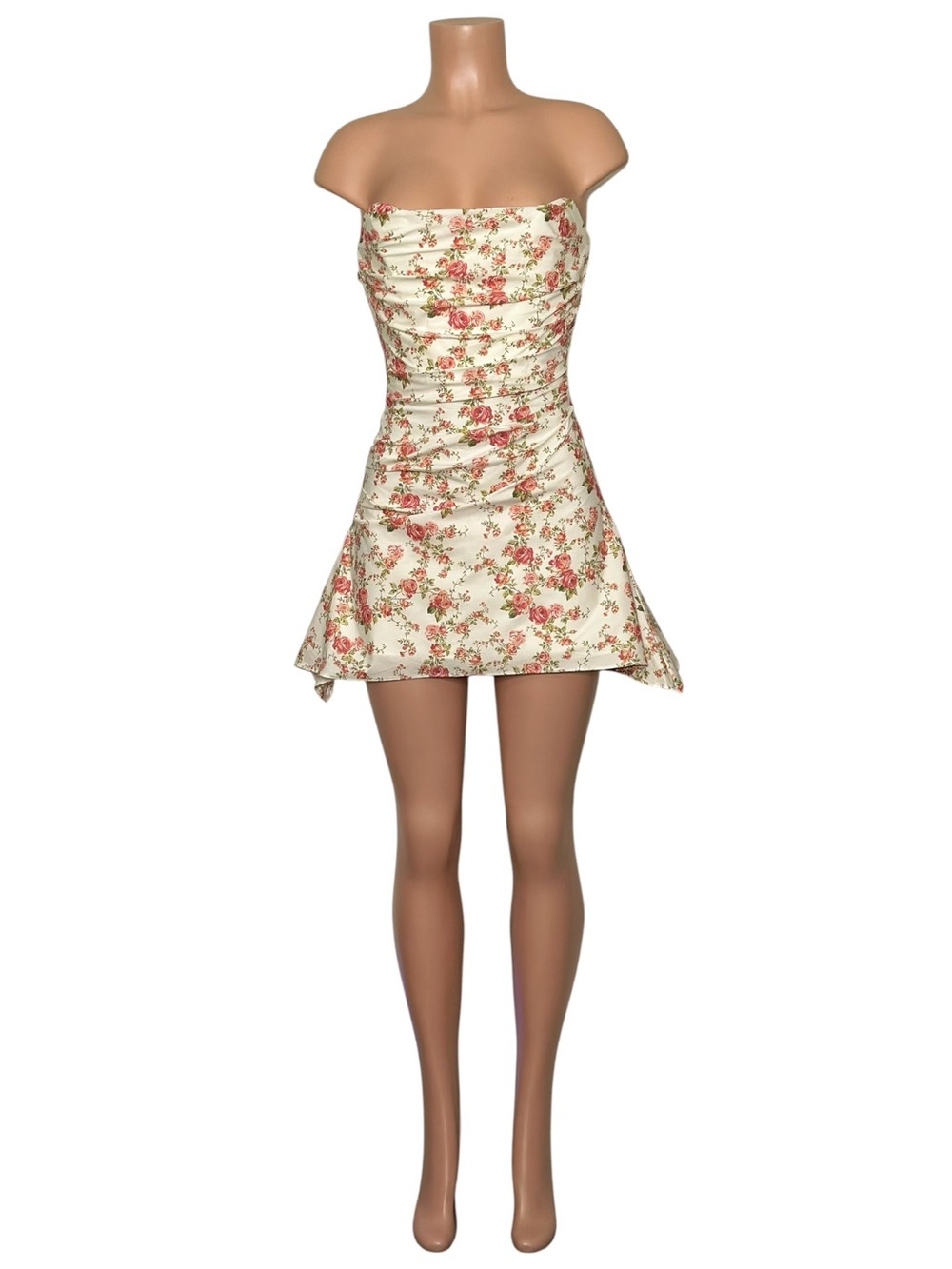 HOUSE OF CB Jasmine Draped Strapless Corset Mini Dress, Rose Print, Small - Picture 7 of 8